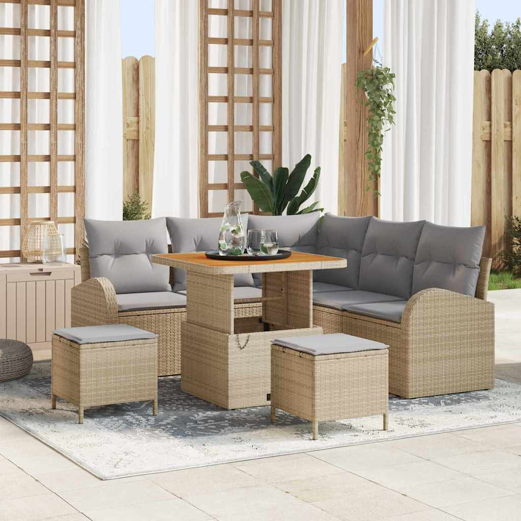 vidaXL Garten-Sofa-Set mit Kissen 8 pcs Beige und Hellgrau