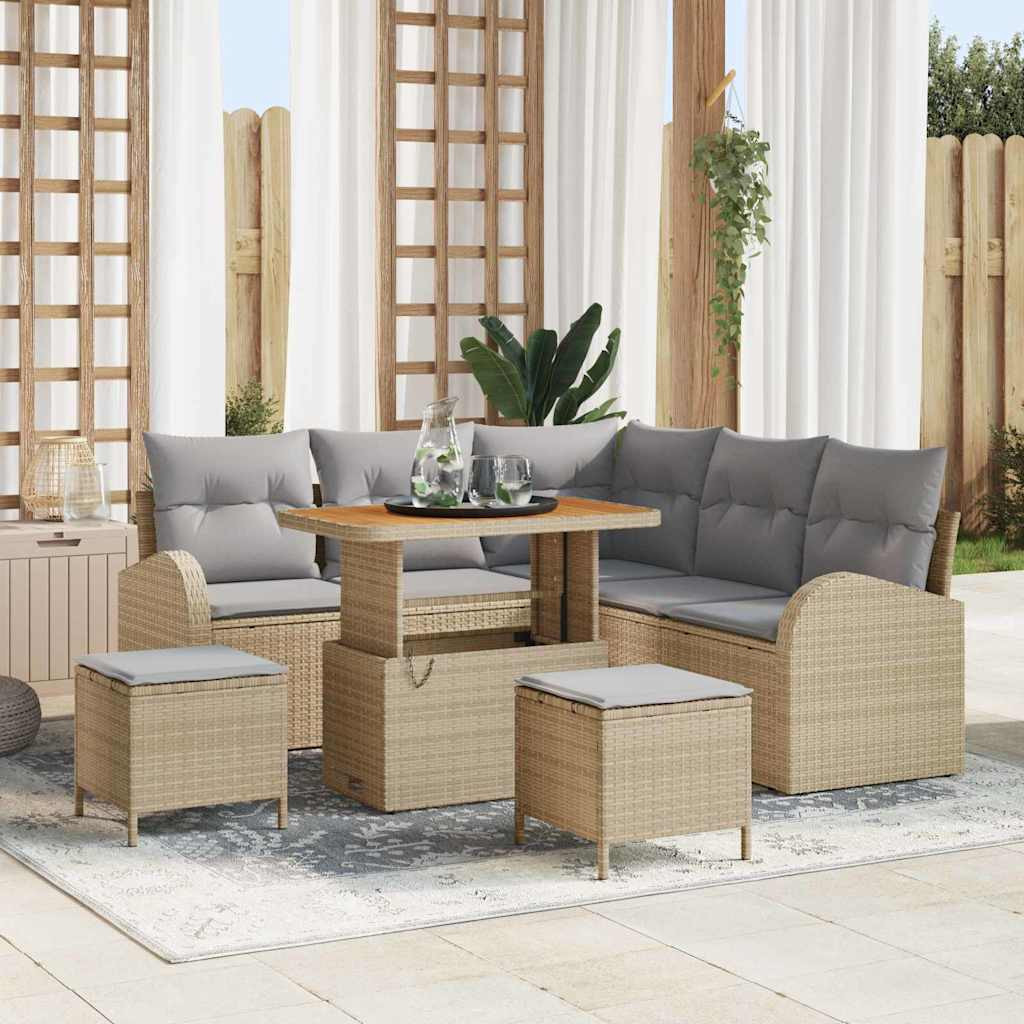 vidaXL Garten-Sofa-Set mit Kissen 8 pcs Beige und Hellgrau