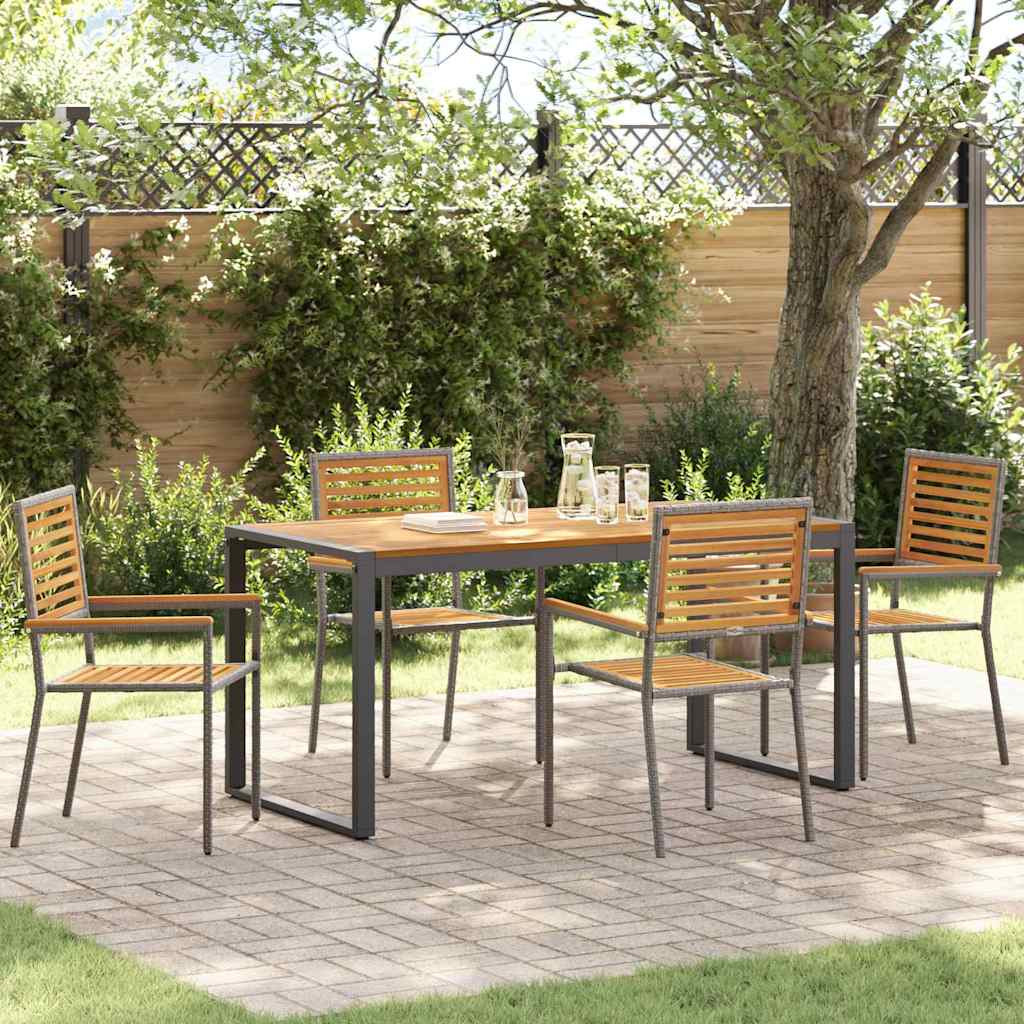 vidaXL Garten Essgruppe 5 pcs Grau und Braun Poly-Rattan