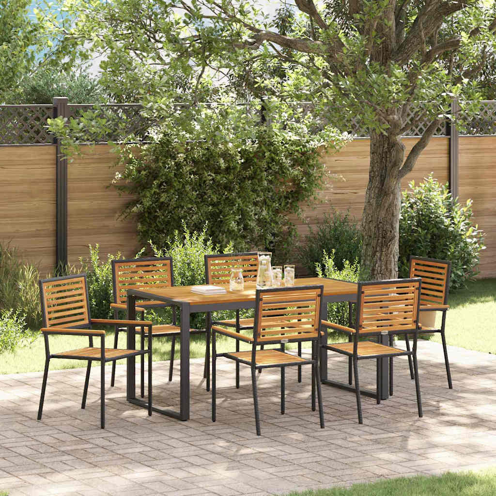 vidaXL Garten Essgruppe 7 pcs Schwarz und Braun Poly-Rattan