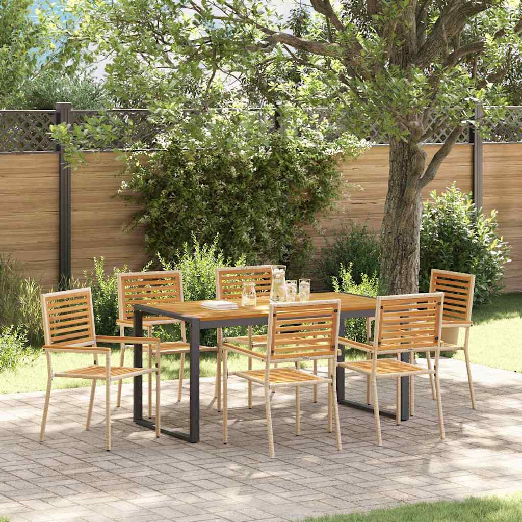 vidaXL Garten Essgruppe 7 pcs Beige und Braun Poly-Rattan