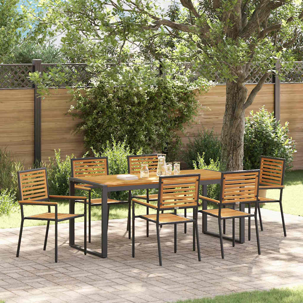 vidaXL Garten Essgruppe 7 pcs Schwarz und Braun Poly-Rattan