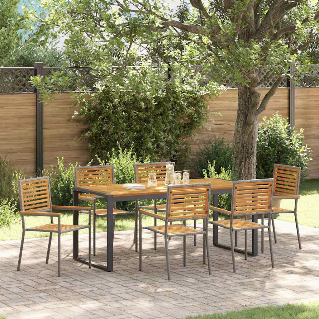 vidaXL Garten Essgruppe 7 pcs Grau und Braun Poly-Rattan