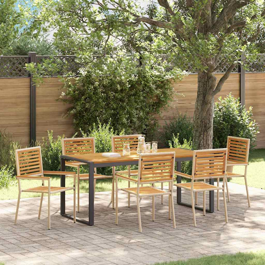 vidaXL Garten Essgruppe 7 pcs Beige und Braun Poly-Rattan