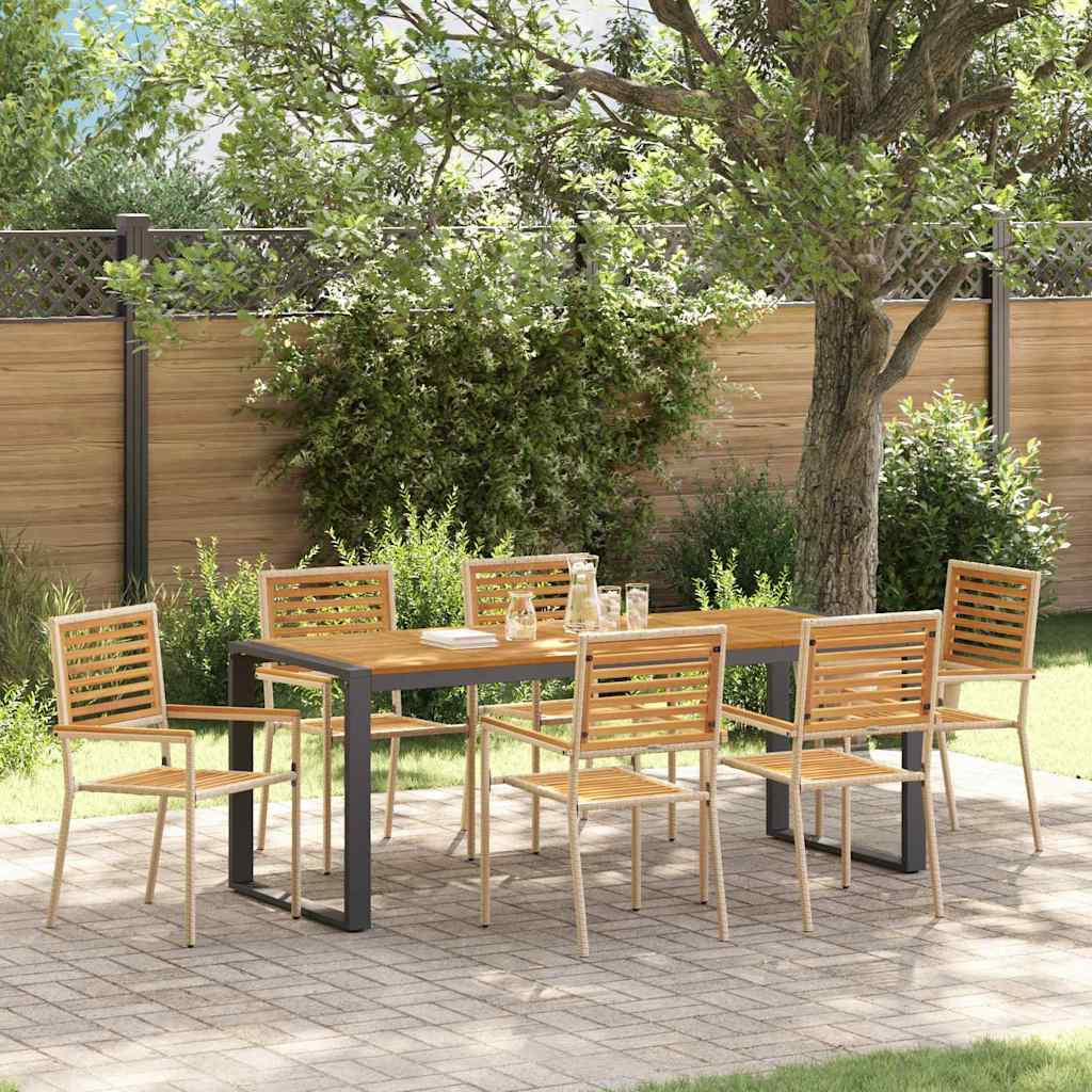 vidaXL Garten Essgruppe 7 pcs Beige und Braun Poly-Rattan