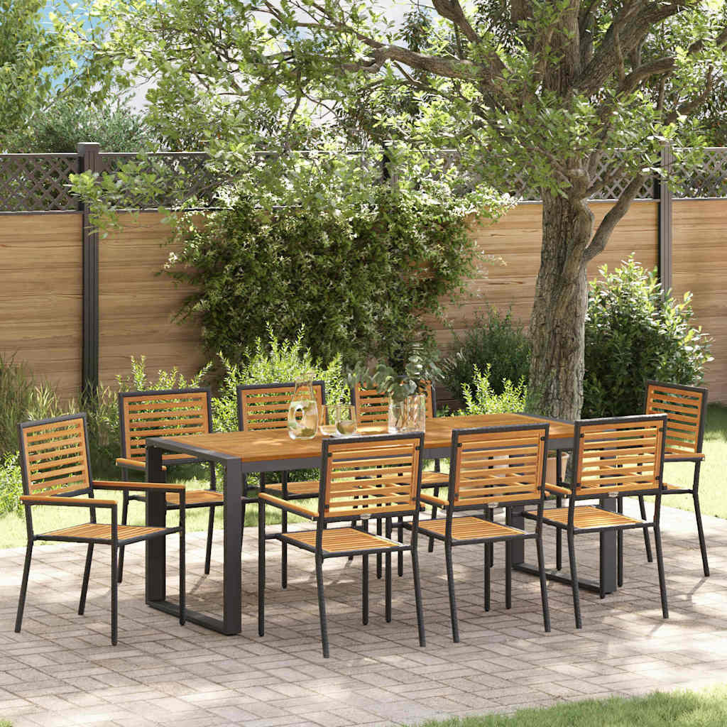 vidaXL Garten Essgruppe 9 pcs Schwarz und Braun Poly-Rattan
