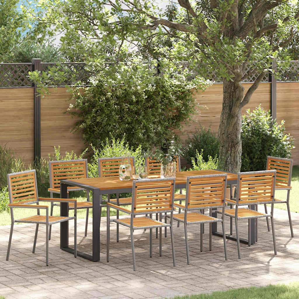 vidaXL Garten Essgruppe 9 pcs Grau und Braun Poly-Rattan