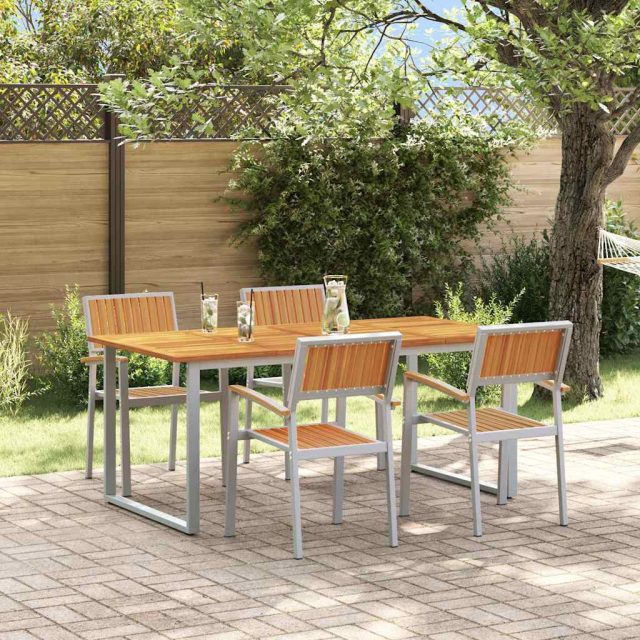 vidaXL Garten Essgruppe 5 pcs Grau Massivholz Akazie