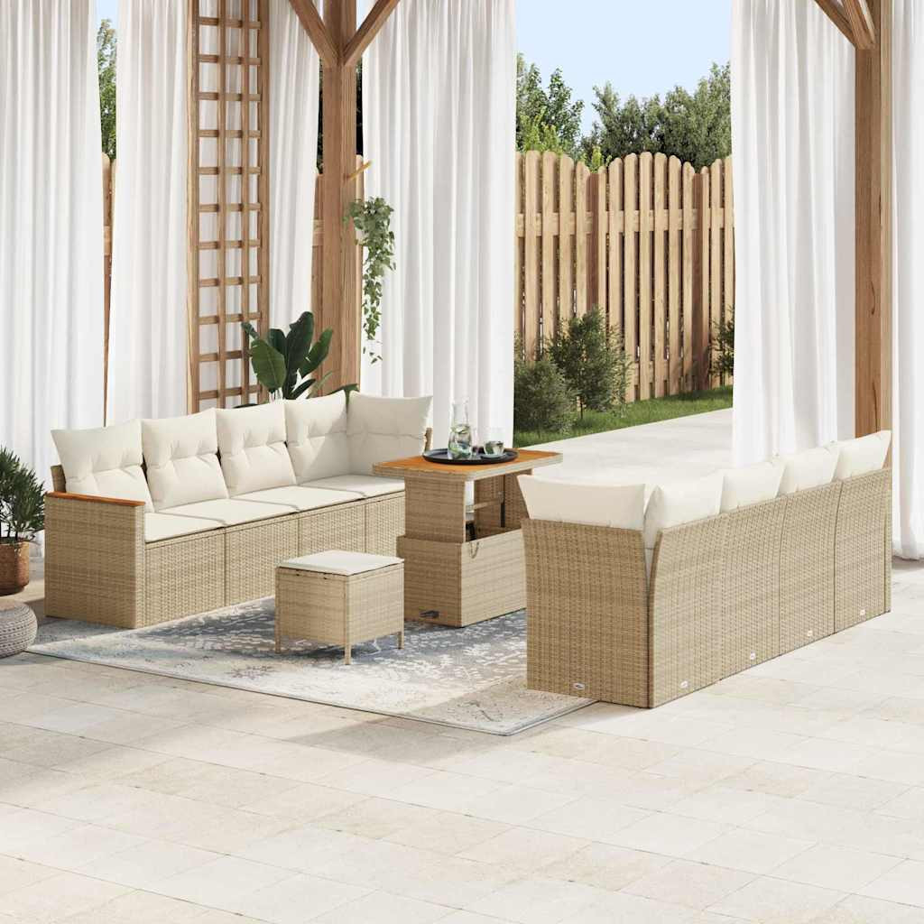 vidaXL Gartensofa-set mit Kissen 12 pcs Beige Poly-Rattan