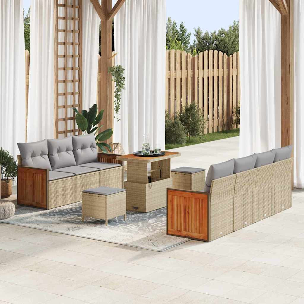 vidaXL Gartensofa-set mit Kissen 13 pcs Beige und Hellgrau Poly-Rattan
