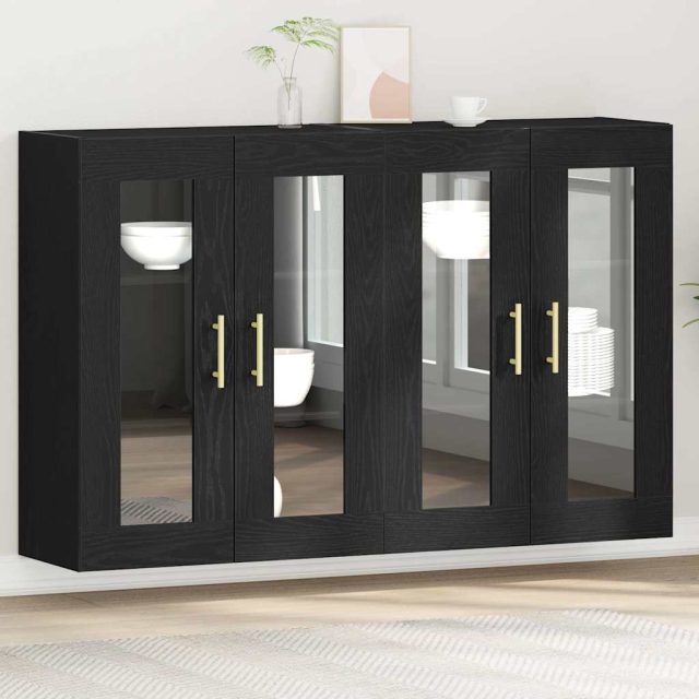 vidaXL Wandschränke 2 pcs Schwarz Eichen-Optik 69,5 x 34 x 90 cm