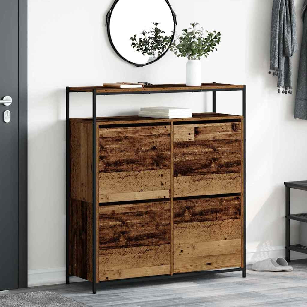 vidaXL Schuhschrank mit Regal Altholz 100 x 34 x 112 cm Holzwerkstoff