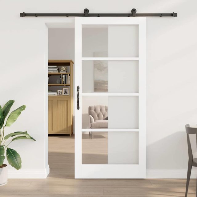 vidaXL Schiebetür ORKDAL Weiß und Schwarz 93 x 211 cm
