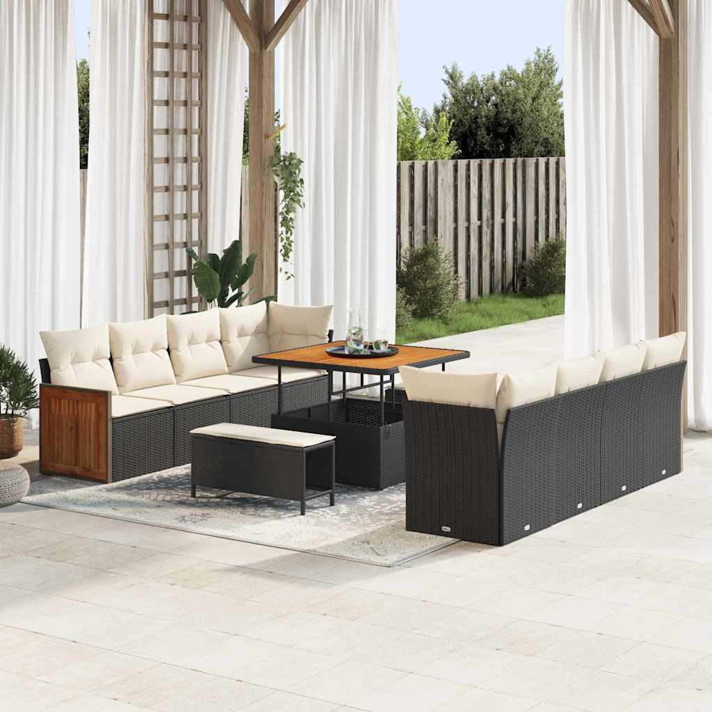 vidaXL Gartensofa-set Schwarz und Creme 231 x 224 x 85 cm Poly-Rattan