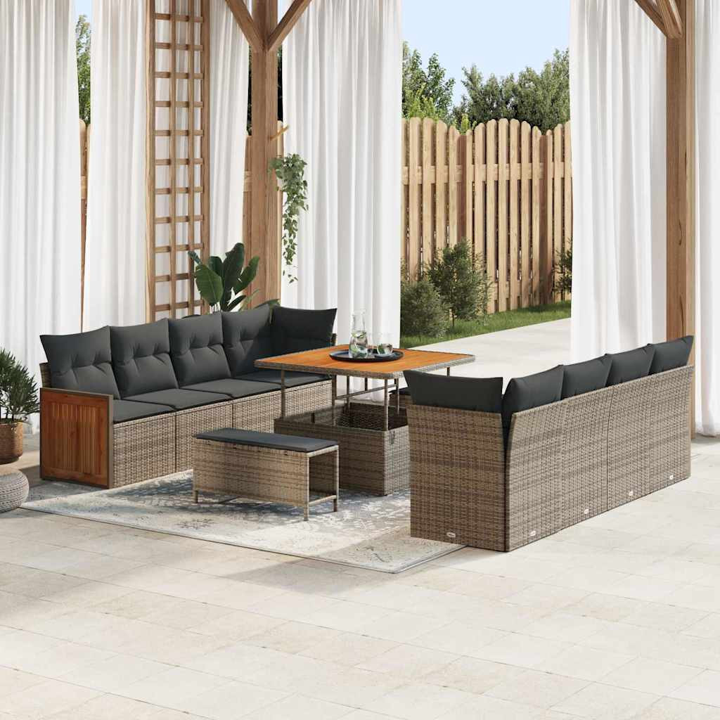 vidaXL Gartensofa-set mit Kissen Grau 231 x 224 x 85 cm Poly-Rattan
