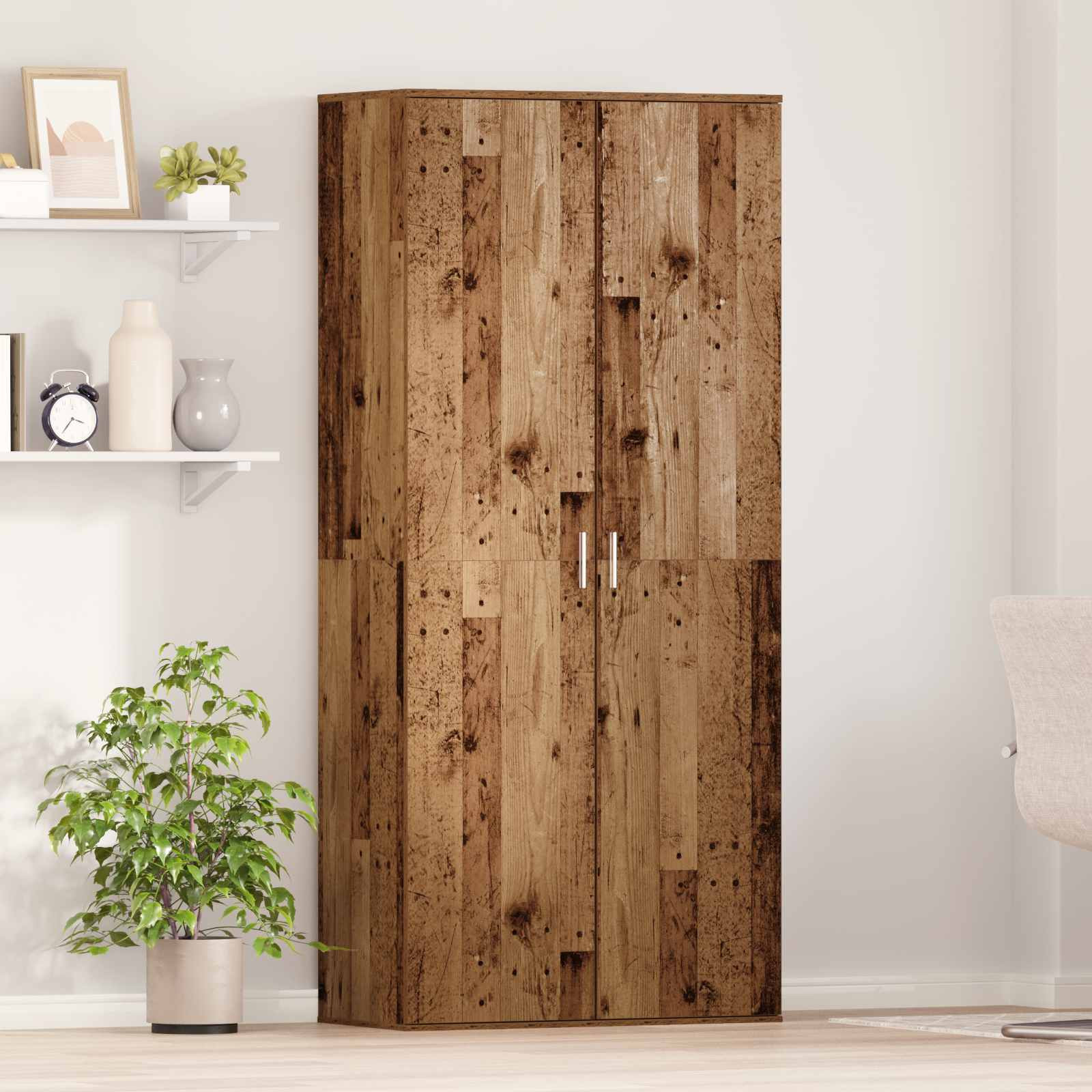 vidaXL Hochschrank mit Regal Altholz 80 x 39 x 178 cm Holzwerkstoff