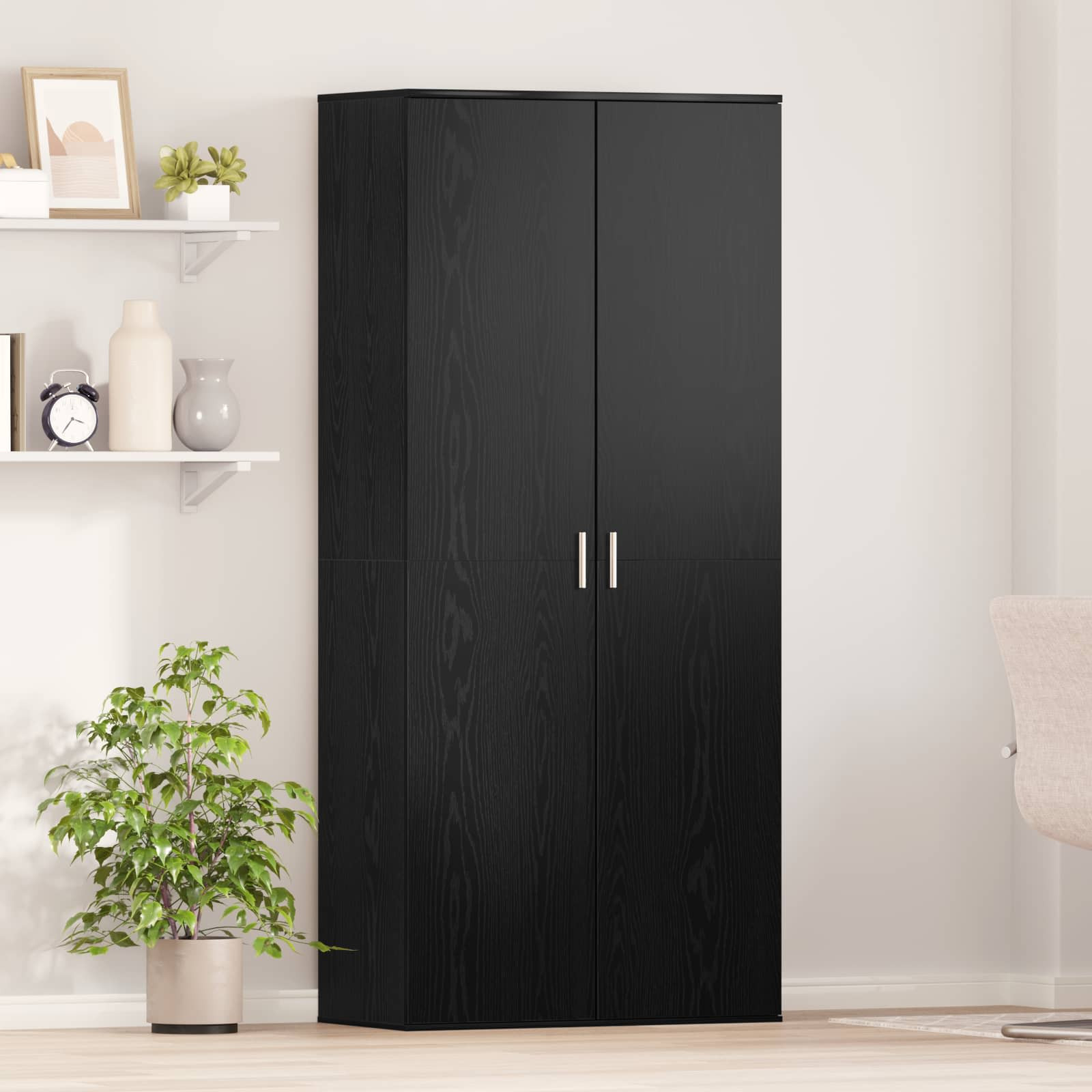 vidaXL Hochschrank Schwarz Eichen-Optik 80 x 39 x 178 cm Holzwerkstoff
