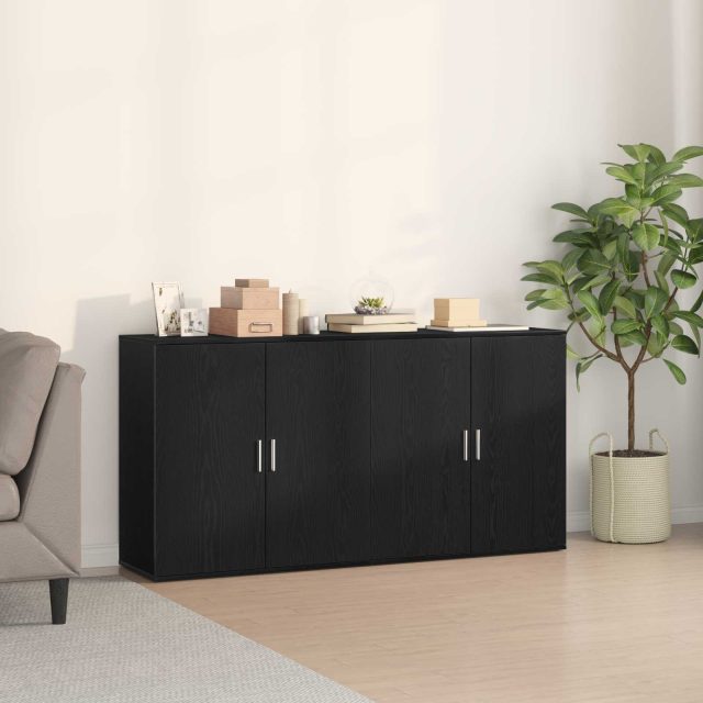 vidaXL Sideboard 2 pcs Schwarz Eichen-Optik 79 x 38 x 80 cm