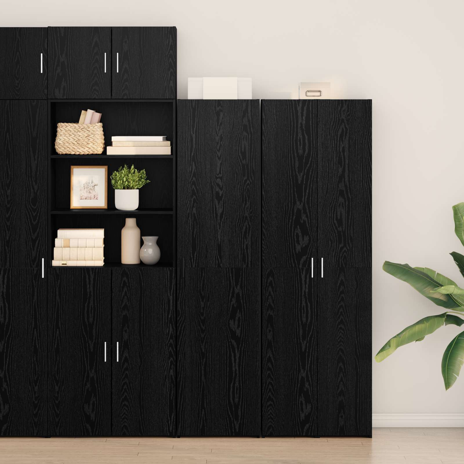 vidaXL Highboard Schwarz Eichen-Optik 45 x 42,5 x 185 cm