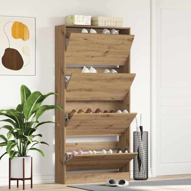 vidaXL Schuhschrank 80 x 21 x 163,5 cm Holzwerkstoff Artisan-Eiche