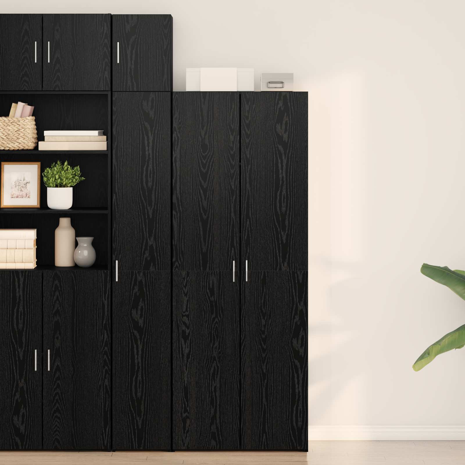 vidaXL Highboard Schwarz Eichen-Optik 70 x 42,5 x 185 cm