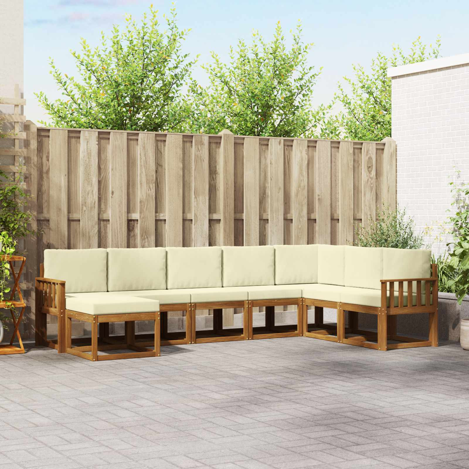 vidaXL Outdoor-Sofagarnitur mit Kissen 8 pcs Natur und Creme