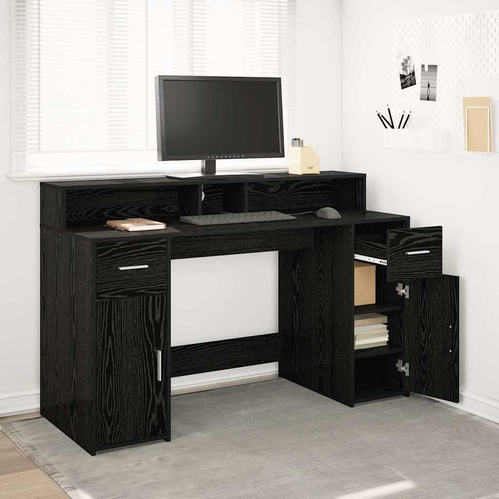 vidaXL Schreibtisch Schwarze Eiche 140 x 55 x 91 cm Holzwerkstoff