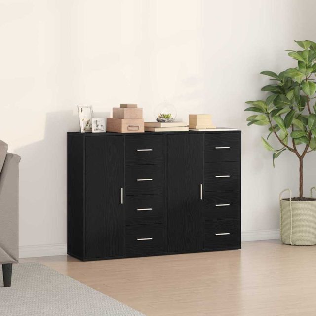 vidaXL Sideboard 2 pcs Schwarz Eichen-Optik 60 x 31 x 84 cm