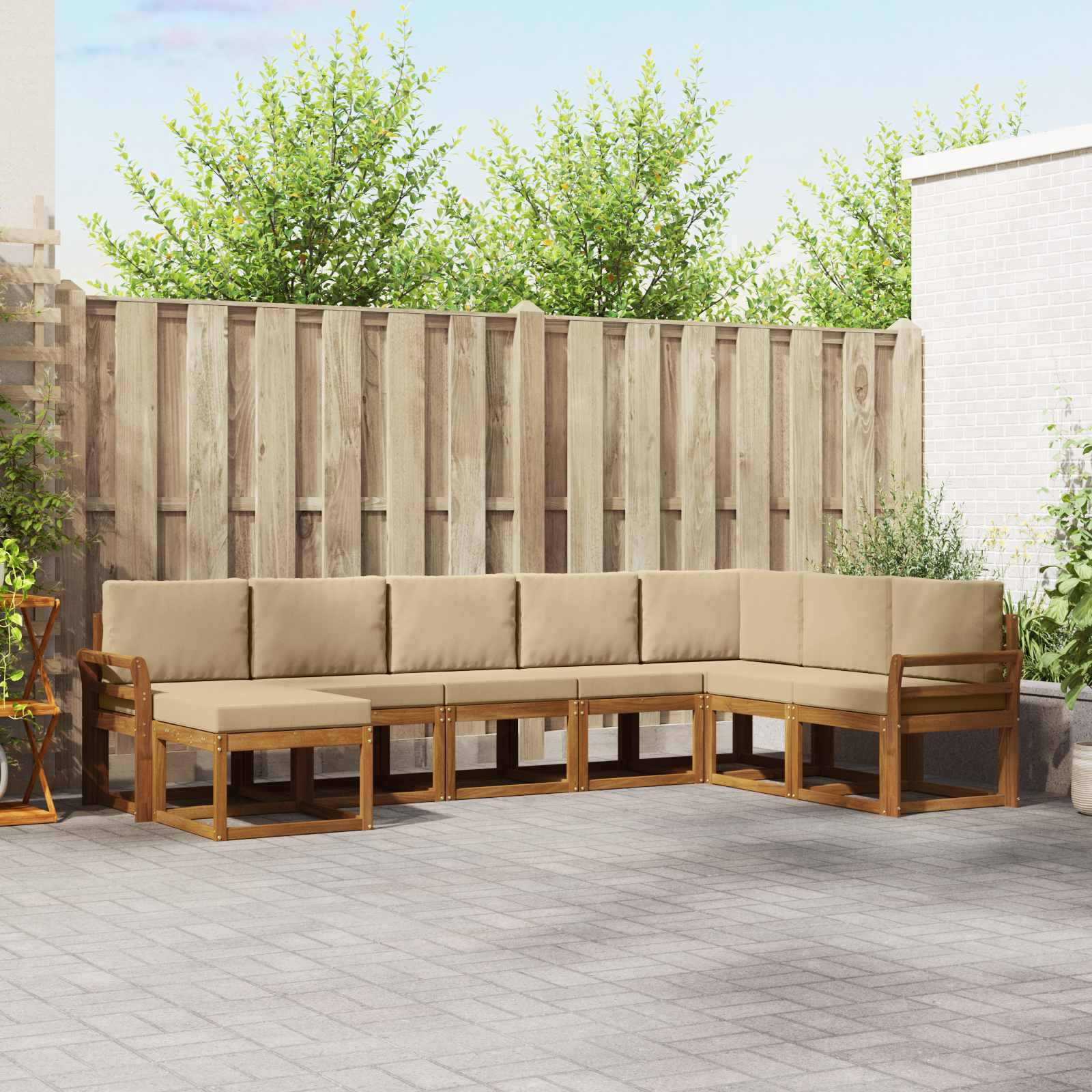 vidaXL Outdoor-Sofagarnitur mit Kissen 8 pcs Natur und Beige