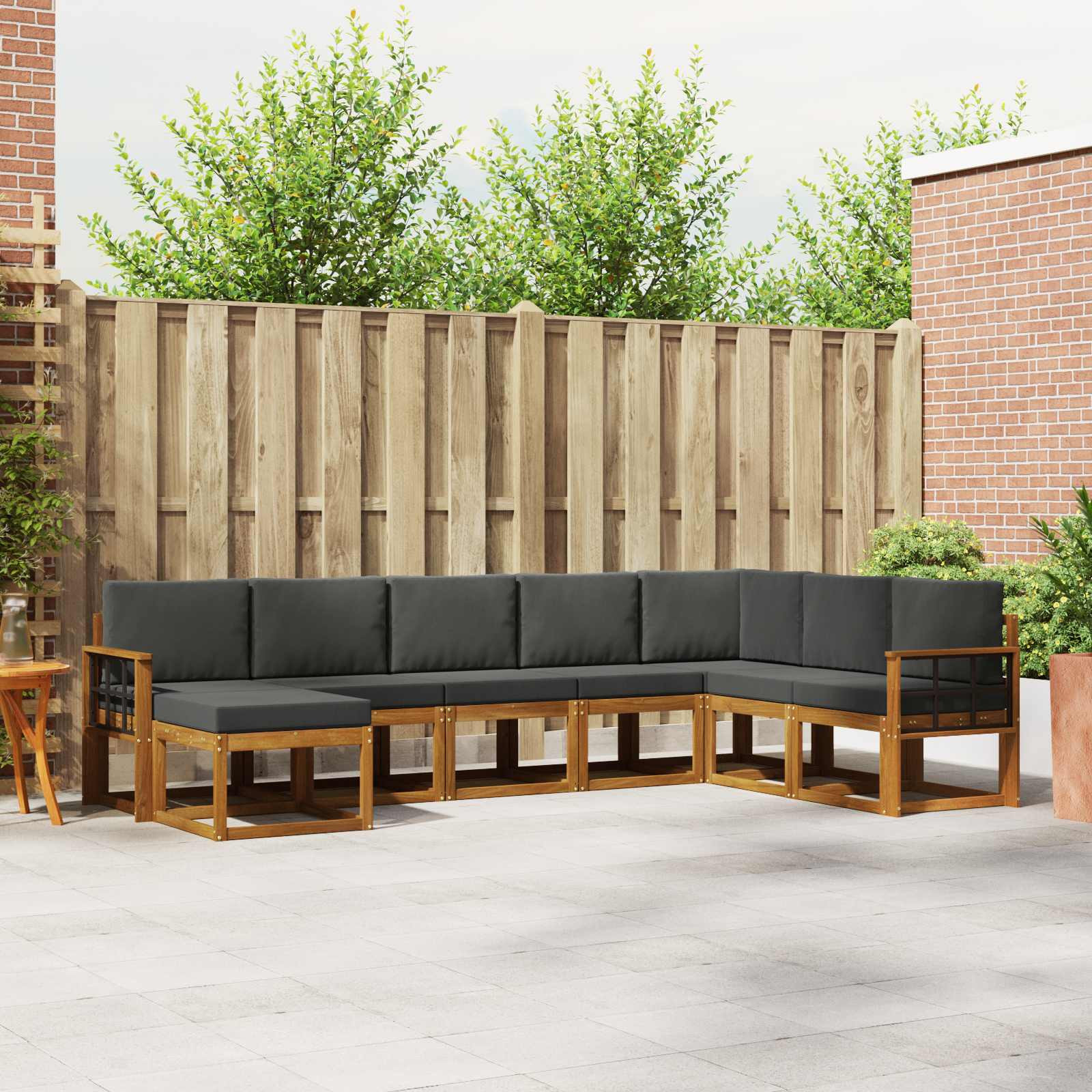 vidaXL Outdoor-Sofagarnitur mit Kissen 8 pcs Natur und Anthrazit