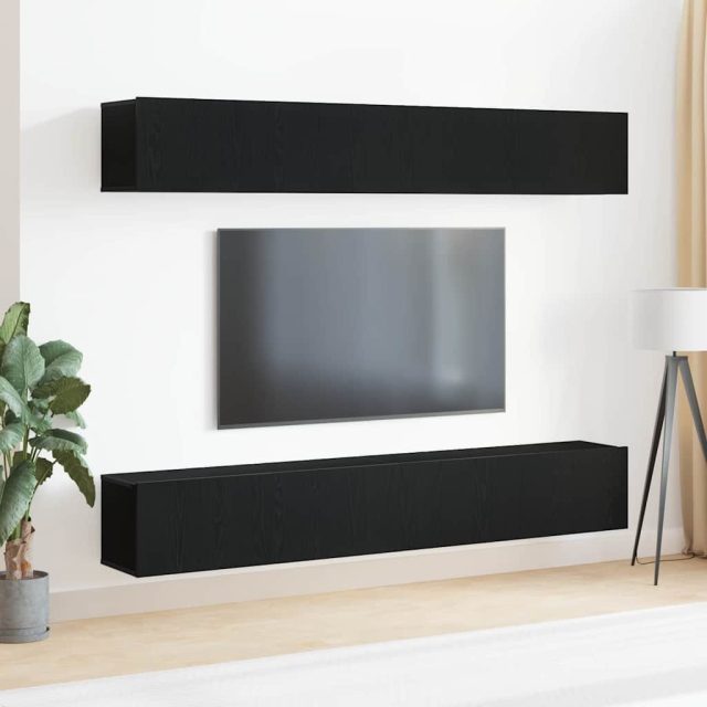 vidaXL TV-Schrankset 4 pcs Schwarz Eichen-Optik 100 x 30 x 30 cm