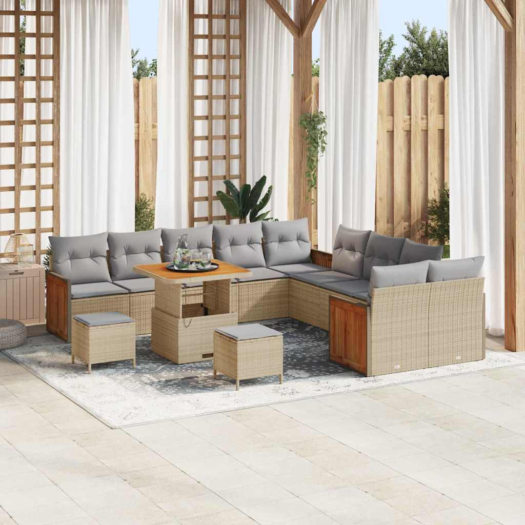 vidaXL Gartensofa-set mit Kissen 17 pcs Beige und Hellgrau Poly-Rattan
