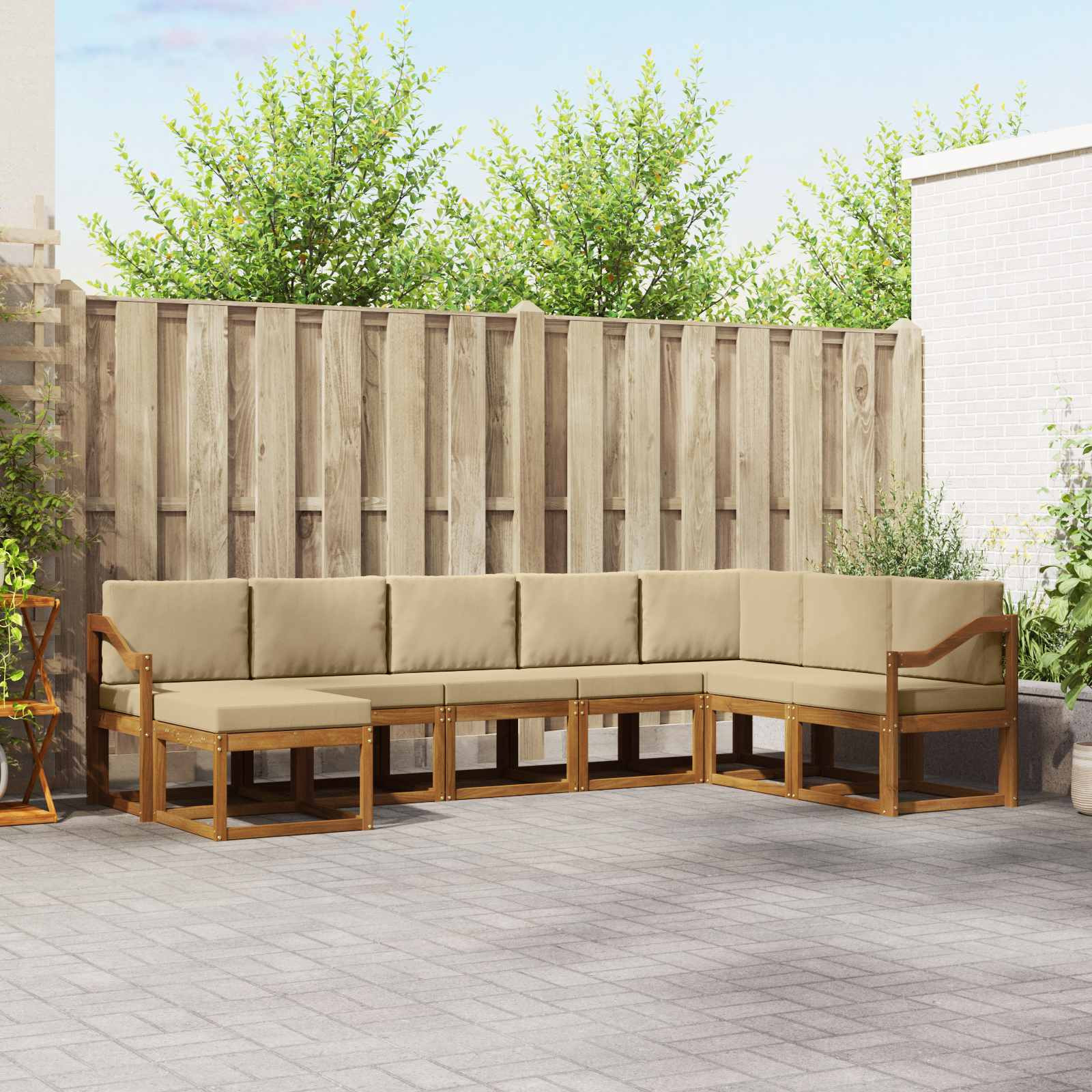 vidaXL Outdoor-Sofagarnitur mit Kissen 8 pcs Natur und Beige