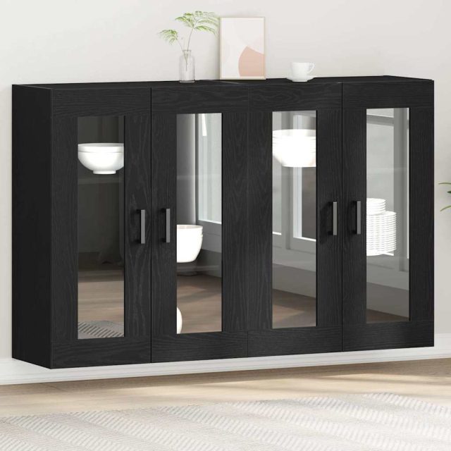 vidaXL Wandschränke 2 pcs Schwarz Eichen-Optik 69,5 x 34 x 90 cm