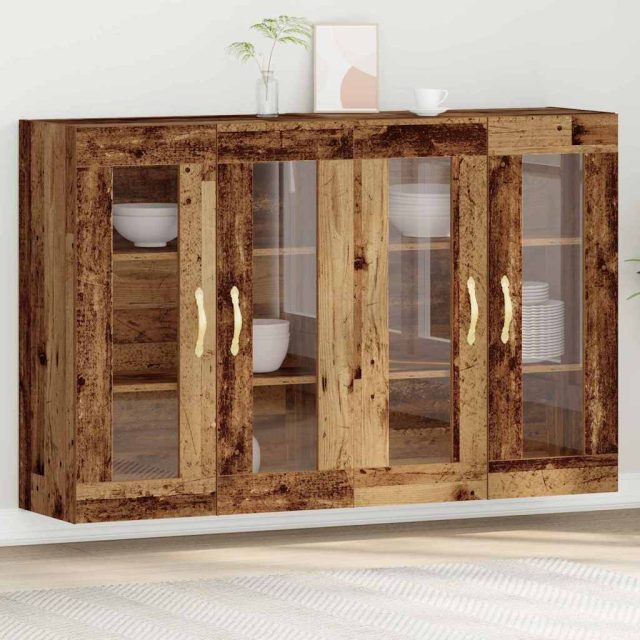 vidaXL Wandschränke 2 pcs Altholz 69,5 x 34 x 90 cm Holzwerkstoff
