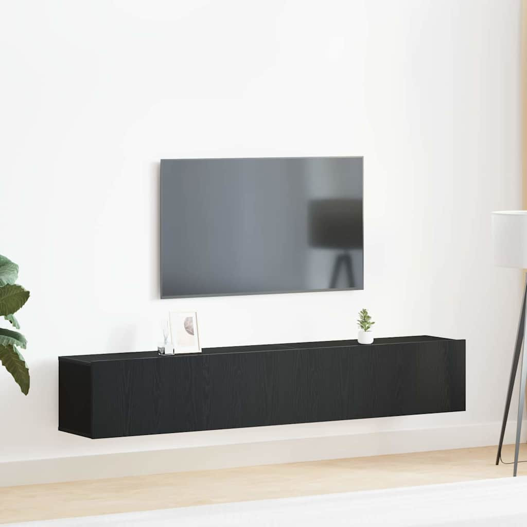 vidaXL TV-Schrankset 2 pcs Schwarz Eichen-Optik Holzwerkstoff