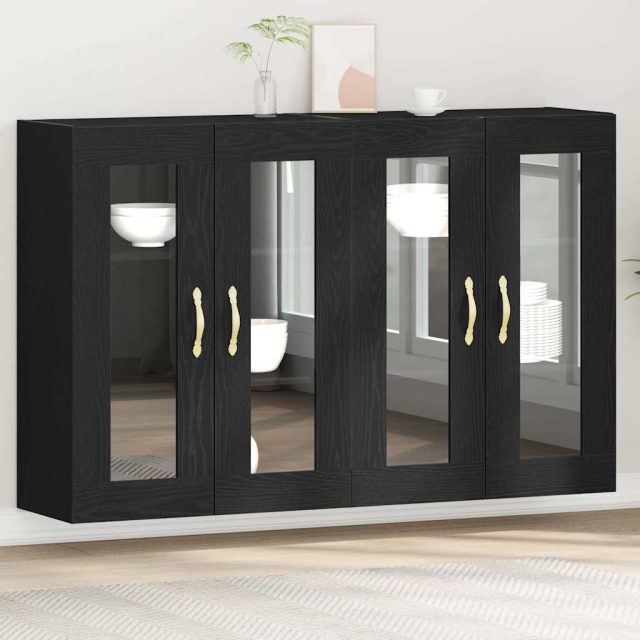vidaXL Wandschränke 2 pcs Schwarz Eichen-Optik 69,5 x 34 x 90 cm