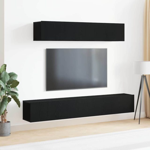 vidaXL TV-Schrankset Wandmontiert 4 pcs Schwarze Eiche Holzwerkstoff