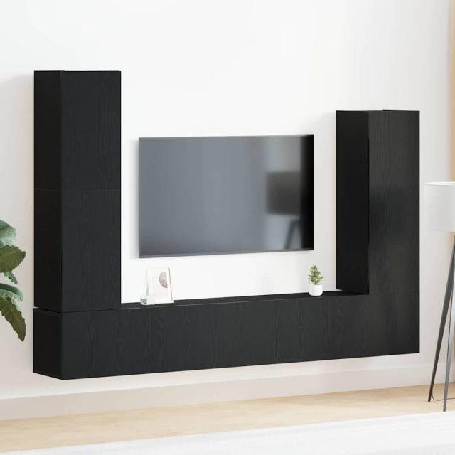 vidaXL TV-Schrankset 6 pcs Schwarz Eichen-Optik Holzwerkstoff