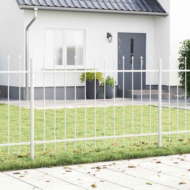 vidaXL Gartenzaun 2 pcs Weiß 3,4 x 0,8 m Pulverbeschichteter Stahl