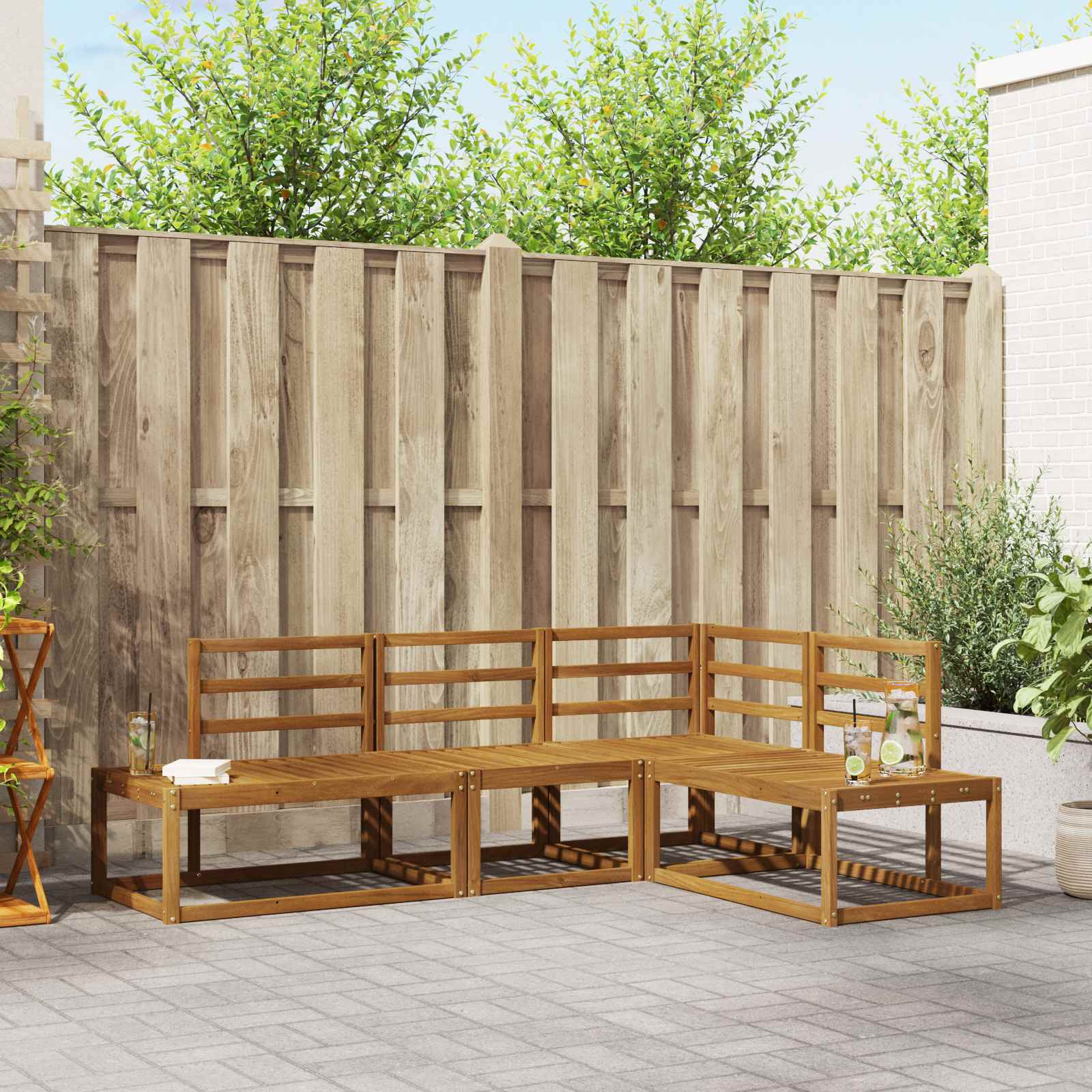 vidaXL Outdoor-Sofagarnitur 4 Stück Natur Massivholz Akazie