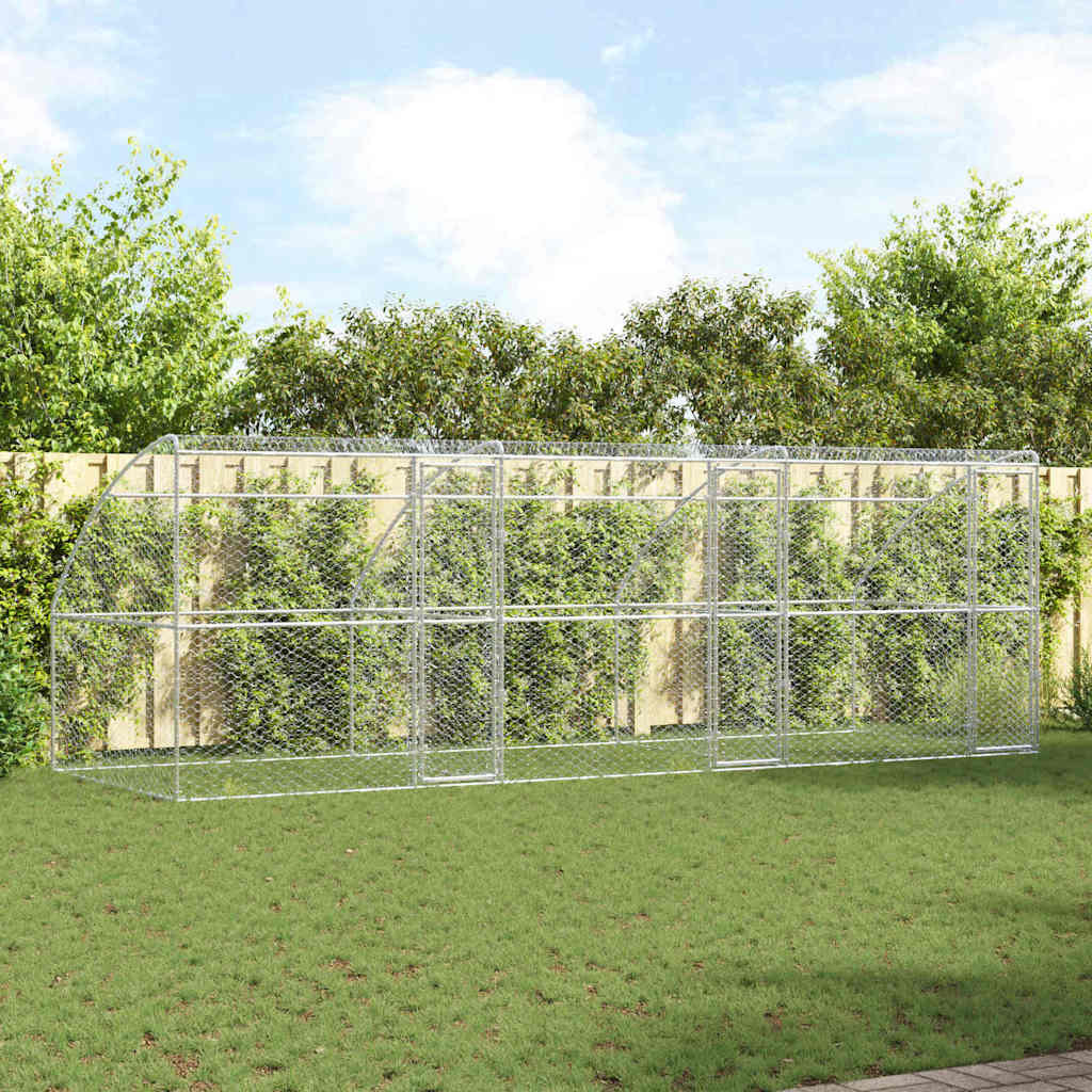 vidaXL Hundekäfig 3 pcs Silber 6 x 2 x 2 m Verzinkter Stahl