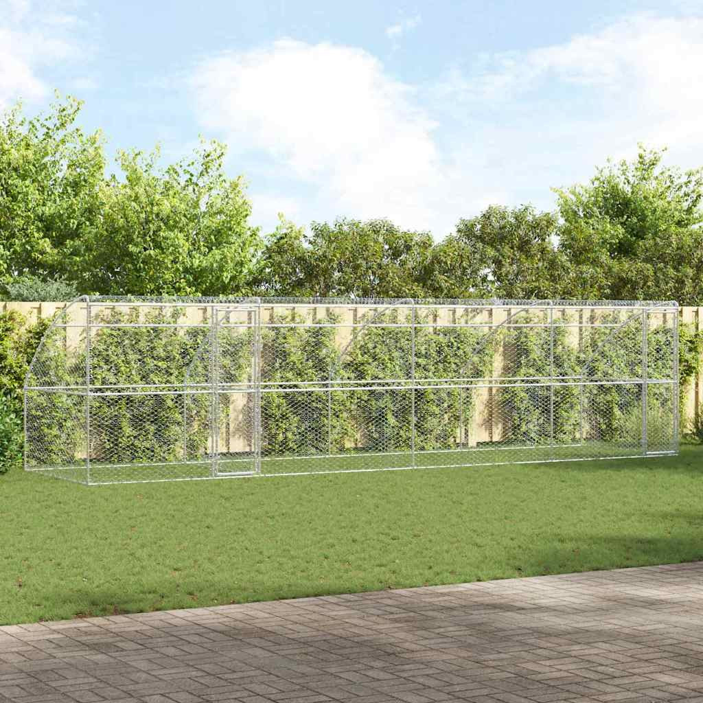 vidaXL Hundekäfig 4 pcs Silber 8 x 2 x 2 m Verzinkter Stahl