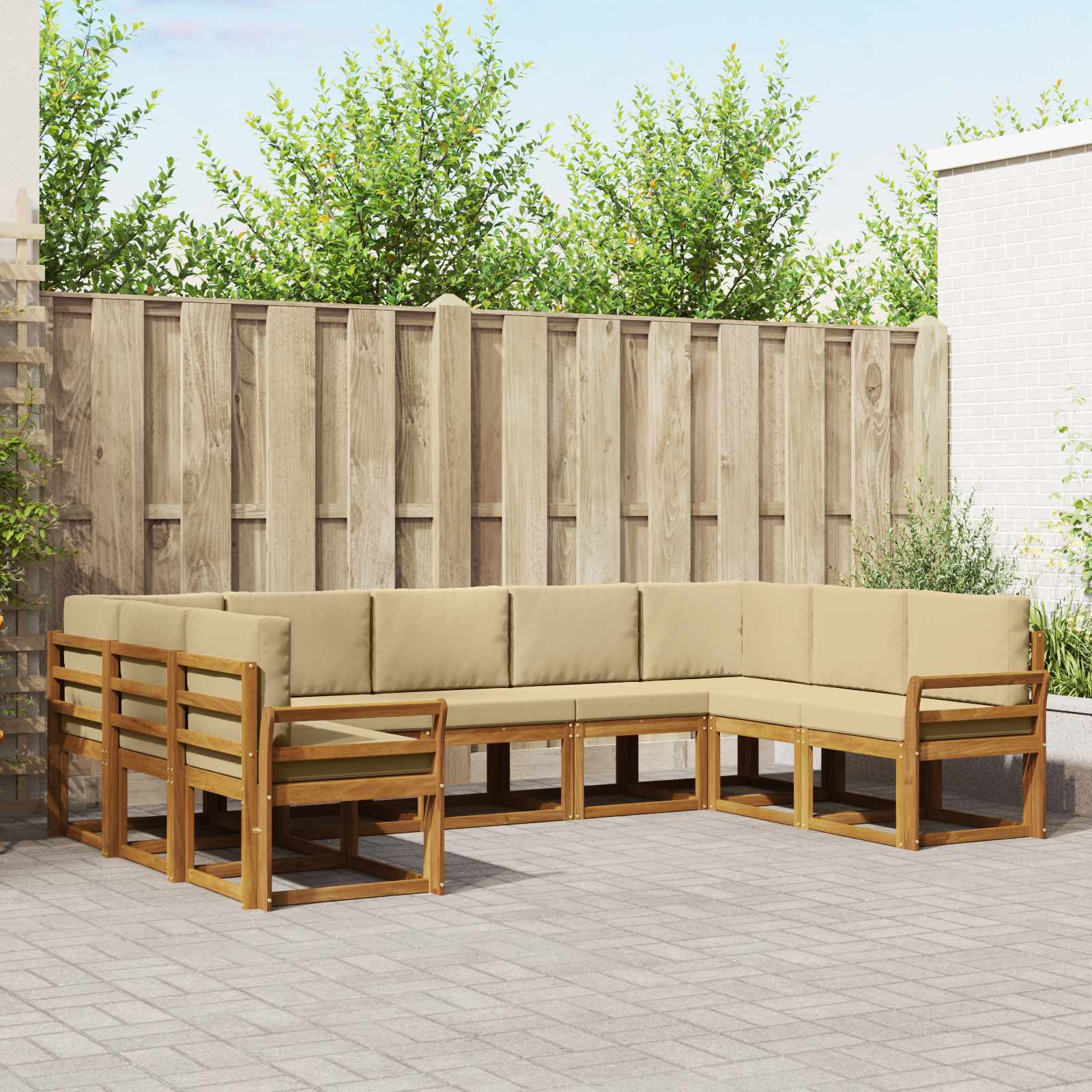 vidaXL Outdoor-Sofagarnitur mit Kissen 9 pcs Natur und Beige