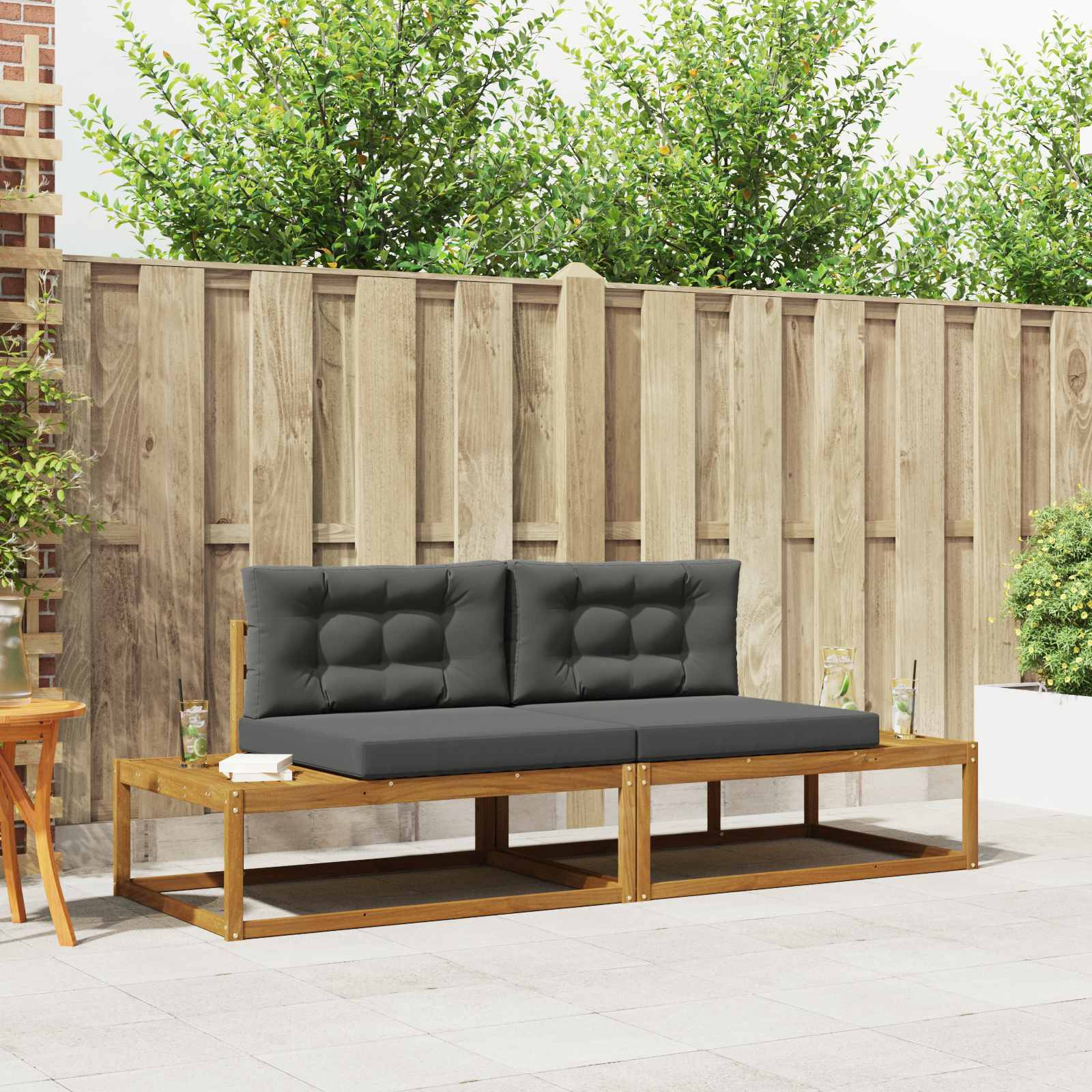 vidaXL Outdoor-Sofagarnitur mit Kissen Natur und Anthrazit