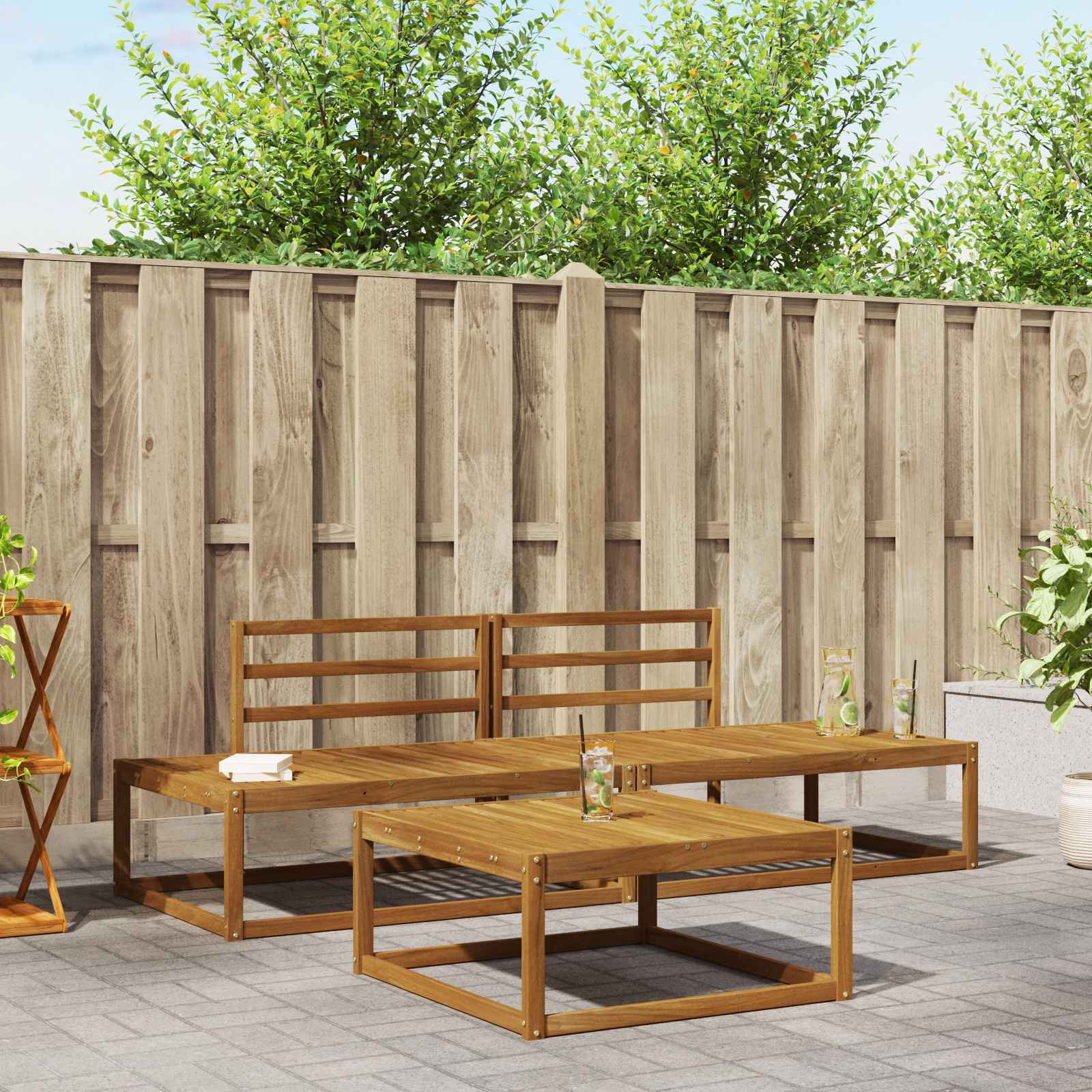 vidaXL Outdoor-Sofagarnitur Natur Massivholz Akazie