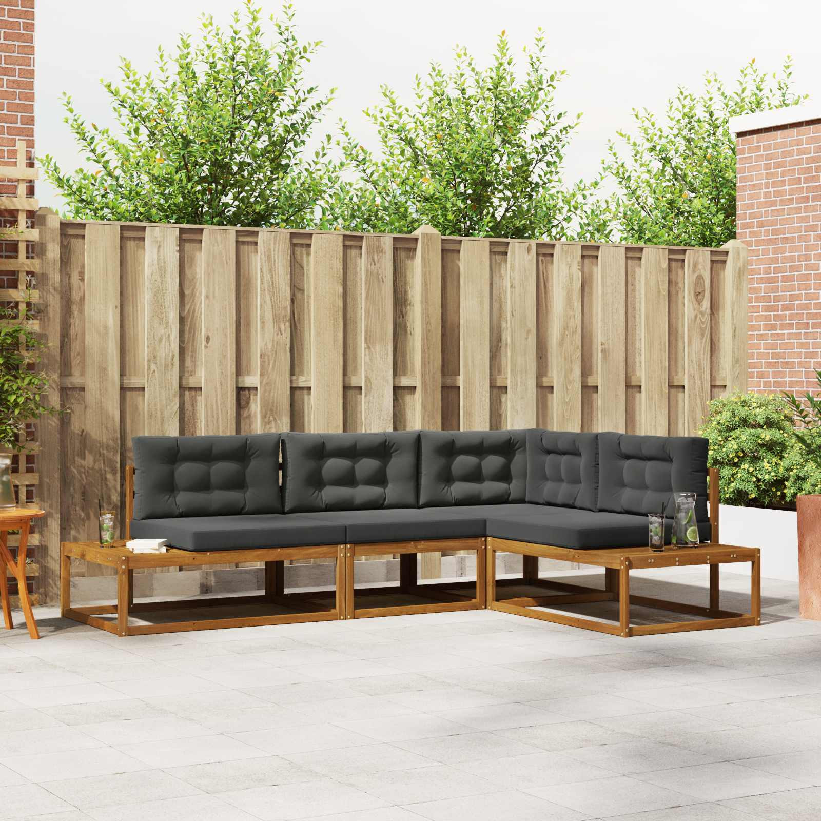 vidaXL Outdoor-Sofagarnitur Natur und Anthrazit