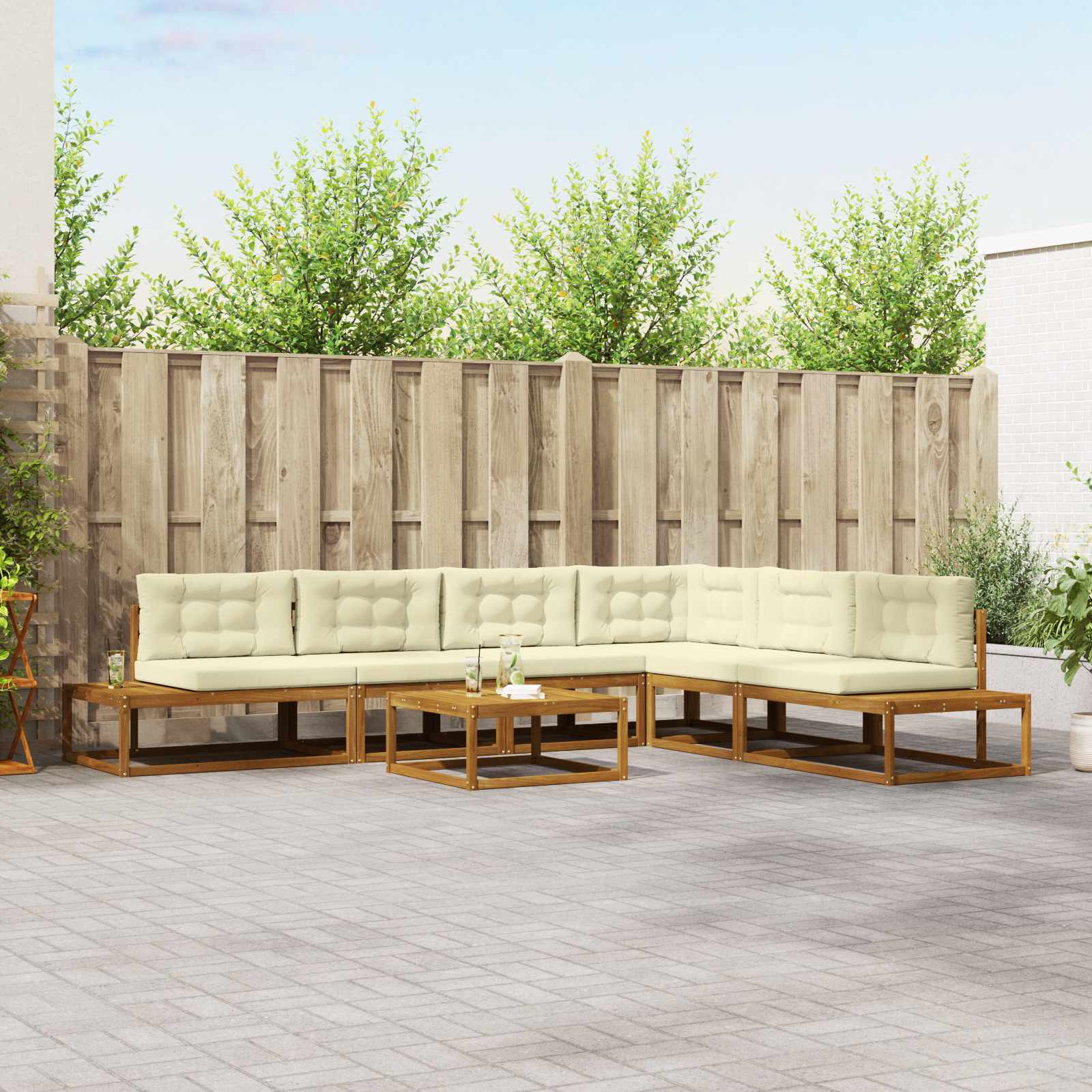 vidaXL Outdoor-Sofagarnitur Natur und Creme