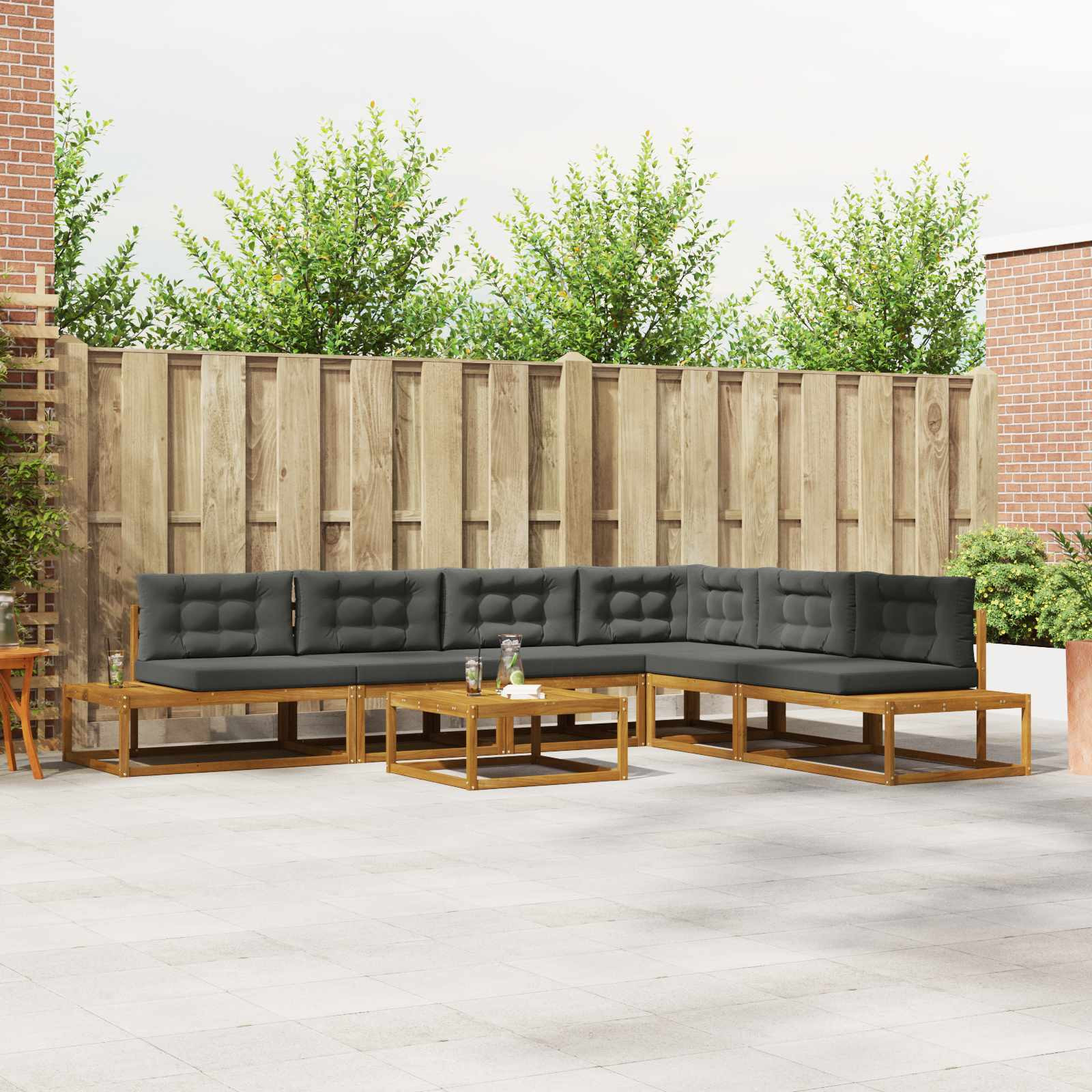 vidaXL Outdoor-Sofagarnitur Natur und Anthrazit