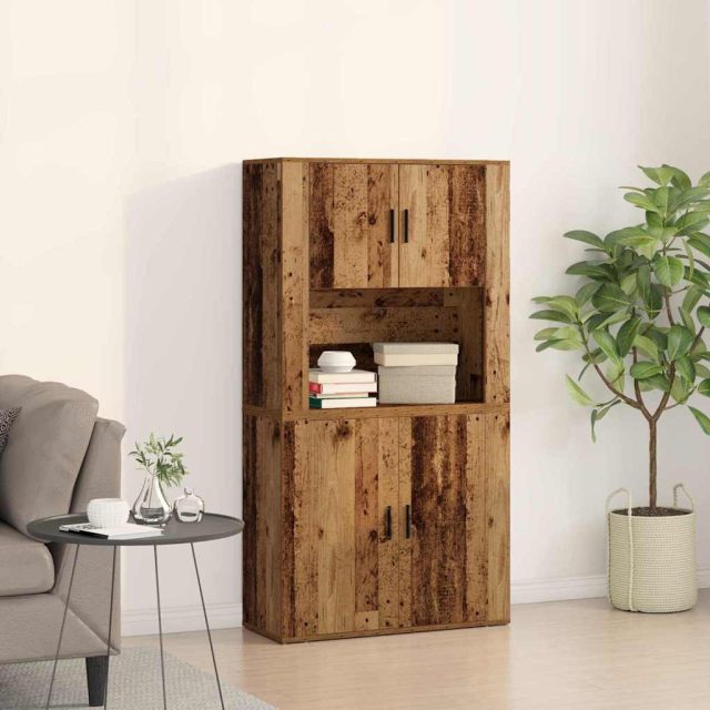 vidaXL Highboard Altholz 80 x 33 x 150 cm Holzwerkstoff